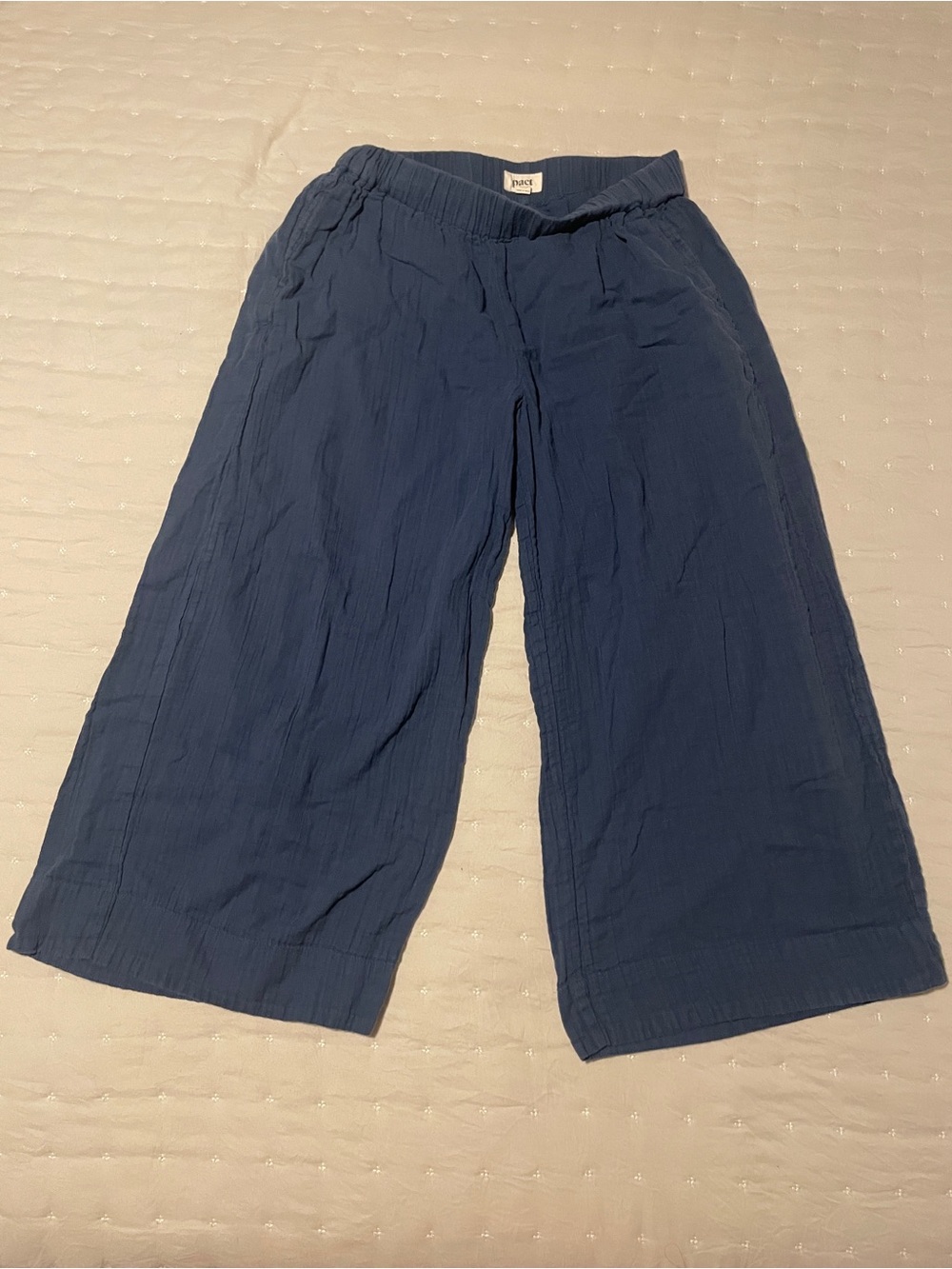 PACT Navy Wide-Leg Crop Pants